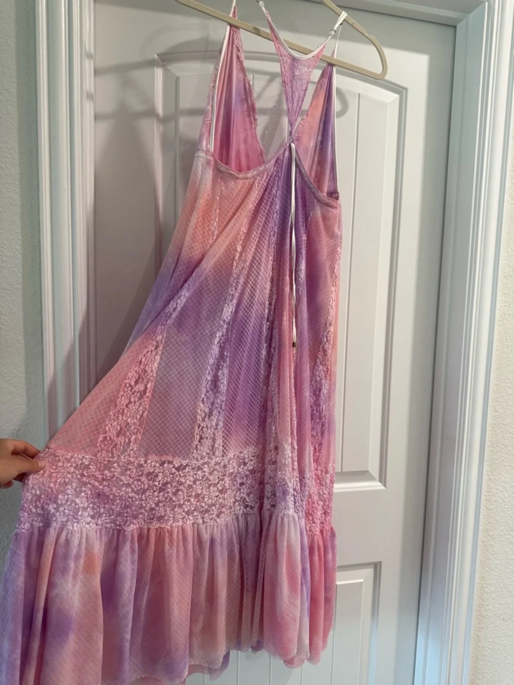 We are hah tie dye maxi dress beach dress boho dress colorful dress floral lace - Picture 7 of 8